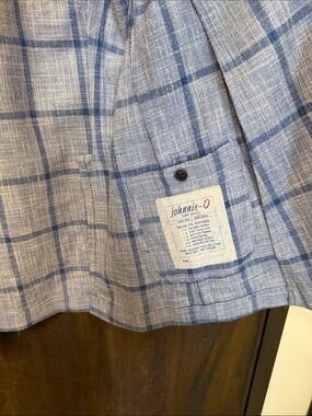 johnnie-O Light Blue and Navy Windowpane Shirt